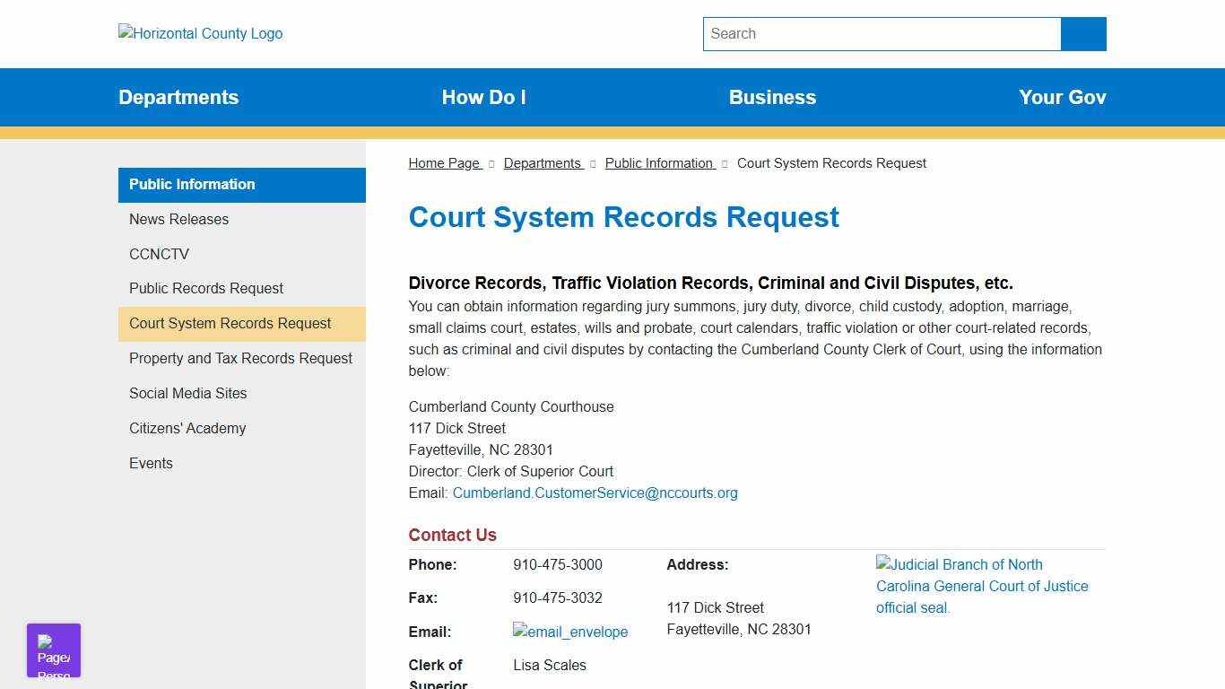 Court System Records Request